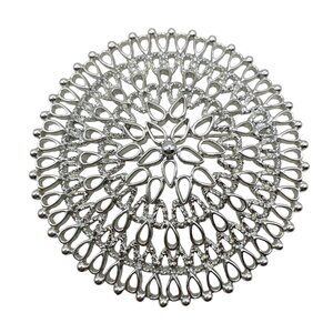 Sarah Coventry Silver Tone Filigree Round Brooch Pin Venetian Lace 2.5" Vintage